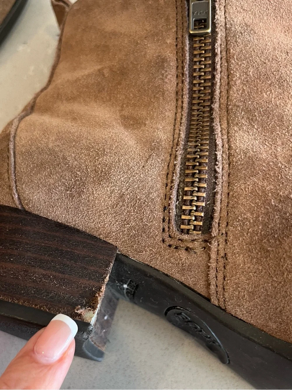 Born Landa Brown Suede Ankle Boots Side Zip Women’s Size 7.5 M